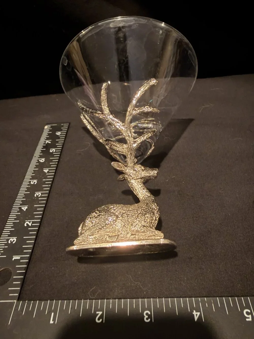Pottery Barn Stag Martini Glass Retired Pewter Deer Elk Barware HTF Christmas